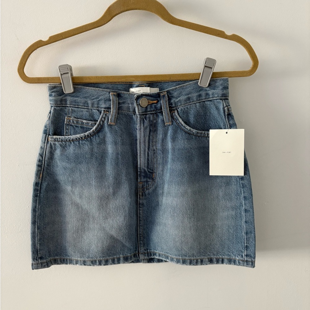 OAK + FORT Blue Denim Mini Skirt